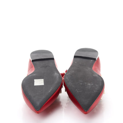 Valentino Garavani Metallic Pebbled Calfskin Rockstud Cage Ballerina Flats 40 Rosso Valentino 5 of 9