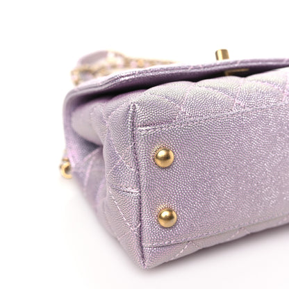 Chanel Metallic Caviar Quilted Extra Mini Coco Handle Flap Light Pink 8 of 9