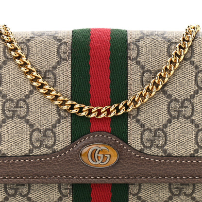 Gucci GG Supreme Monogram Web Ophidia Wallet On Chain Brown 9 of 12