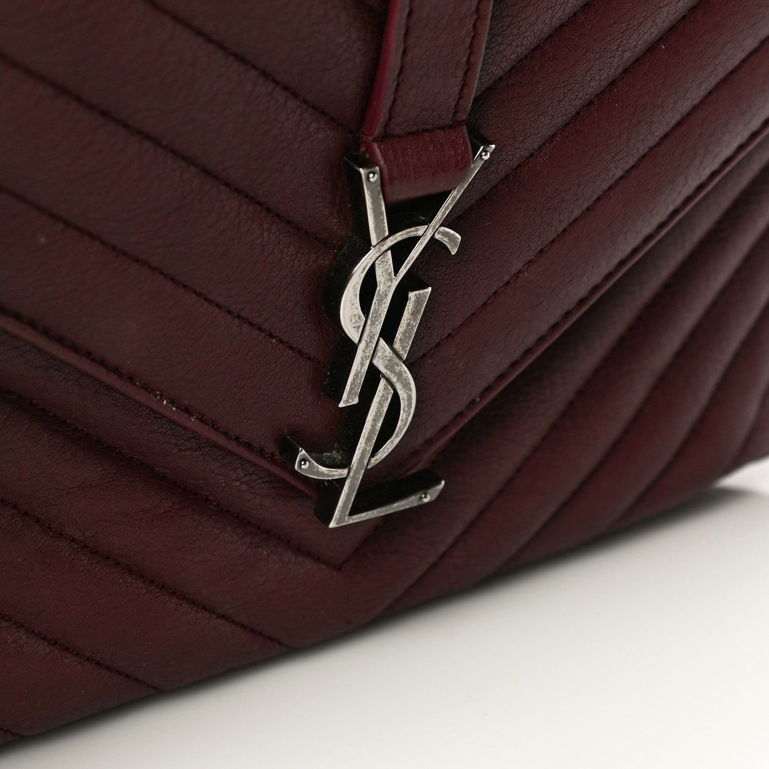 Saint Laurent Sheepskin Matelasse Chevron Monogram Medium College Bag Rouge Legion 22 of 24