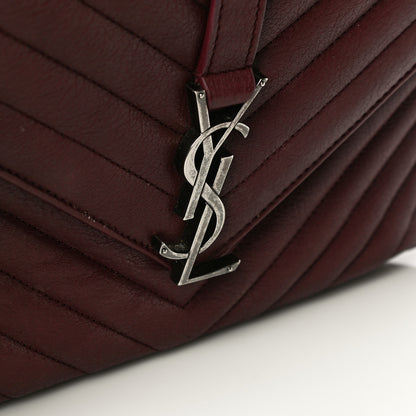 Saint Laurent Sheepskin Matelasse Chevron Monogram Medium College Bag Rouge Legion 22 of 24