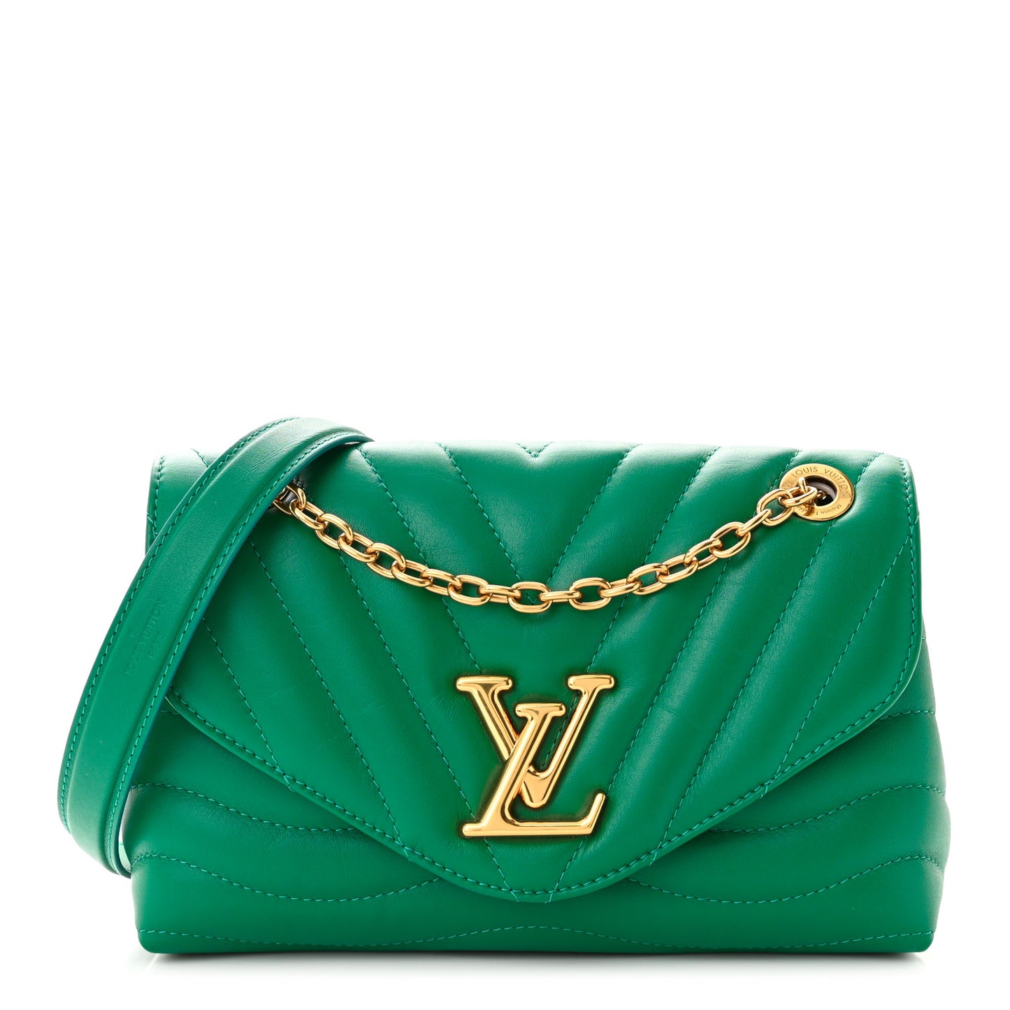 Calfskin New Wave Chain Bag MM NM Emerald