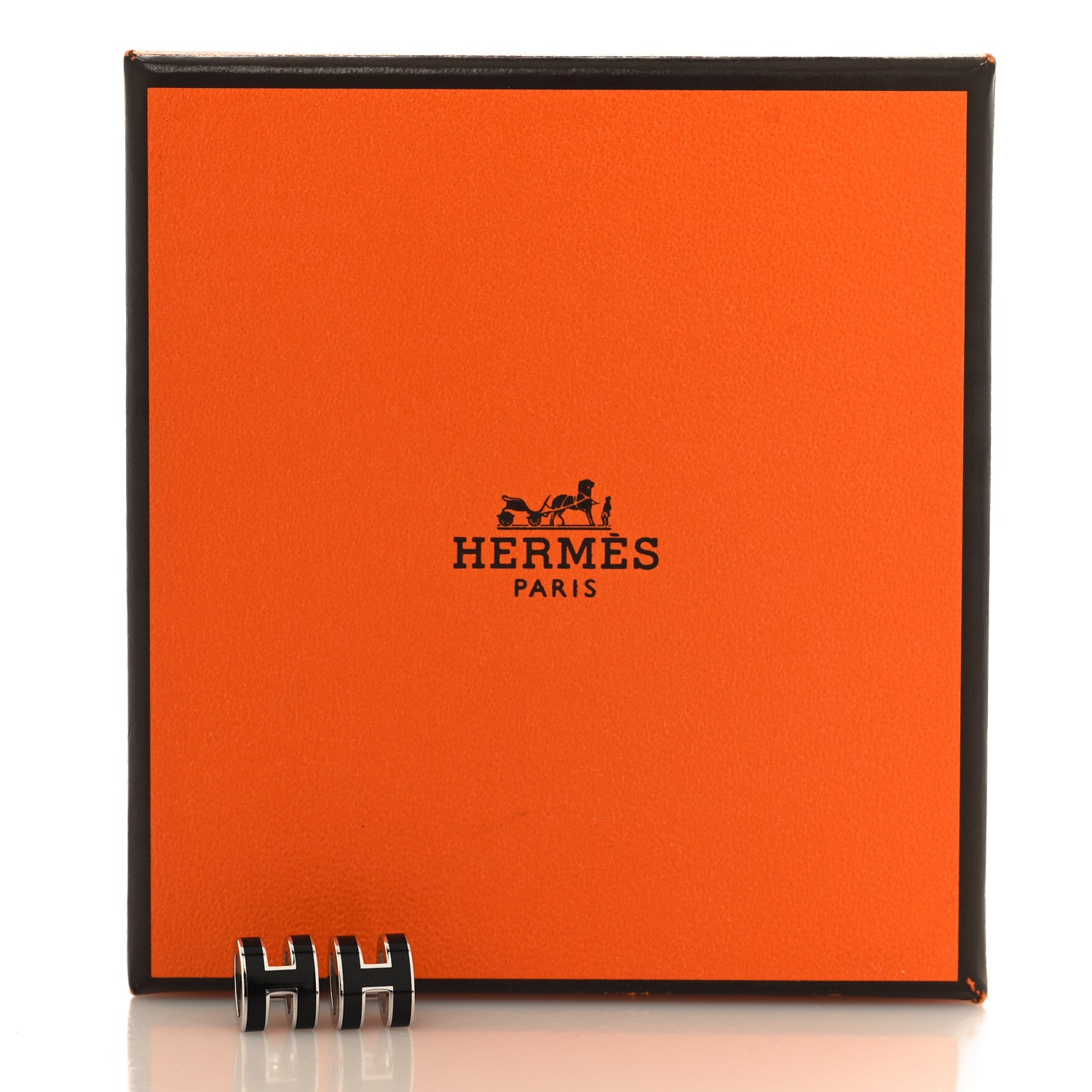 Hermes Palladium Lacquered Mini Pop H Earrings Black 6 of 6