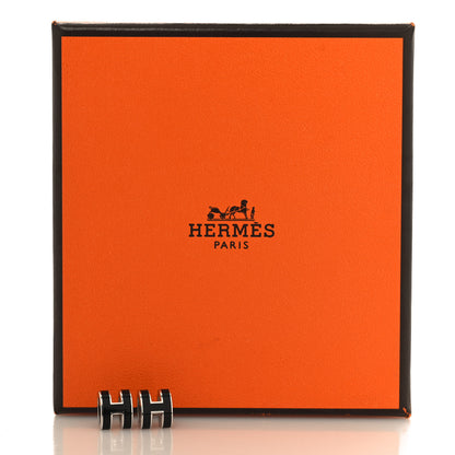 Hermes Palladium Lacquered Mini Pop H Earrings Black 6 of 6