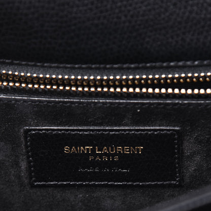 Saint Laurent Textured Calfskin Medium Classic Monogram Universite Bag Black 6 of 24