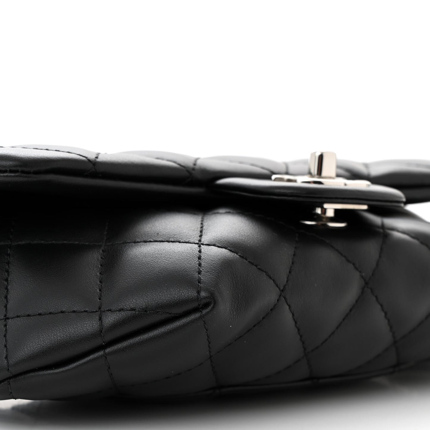 Calfskin Quilted CC Uniform Flap Belt Bag Black