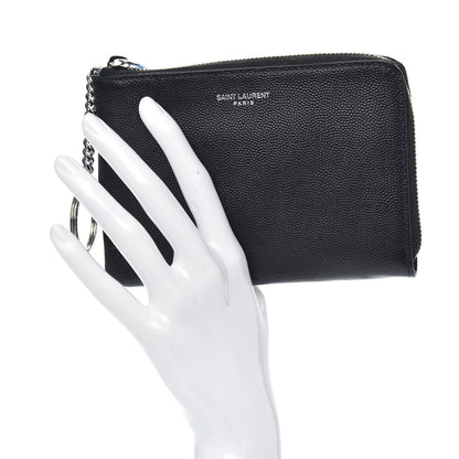 Saint Laurent Grain de Poudre Key Pouch Black 2 of 7