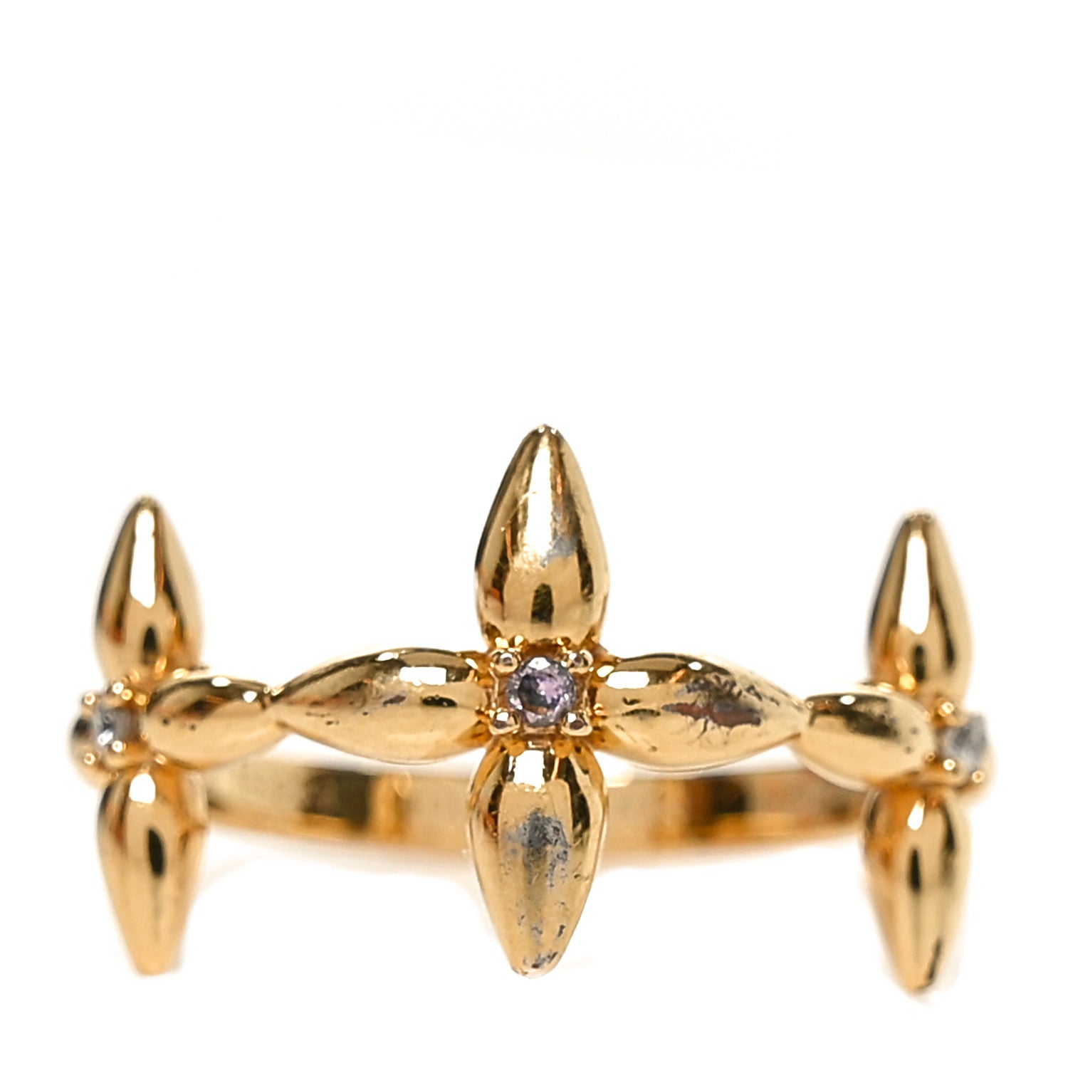 Louis Vuitton Metal Louisette Signature Ring S Gold 1 of 5