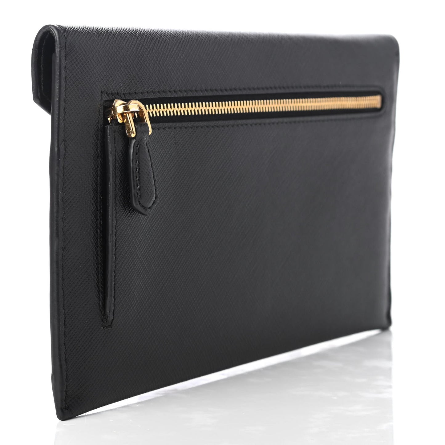 Saffiano City Calfskin Envelope Wallet Black