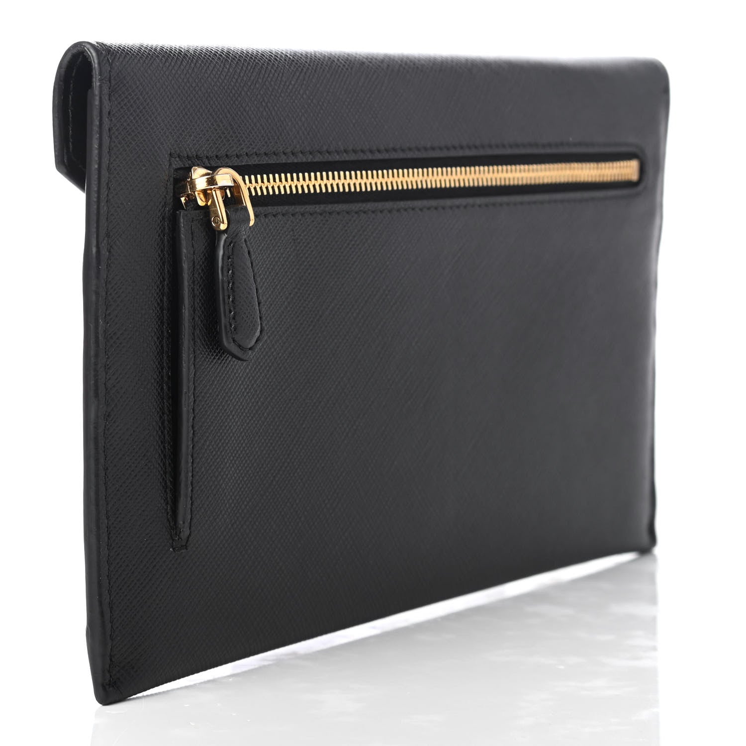 Prada Saffiano City Calfskin Envelope Wallet Black 3 of 9