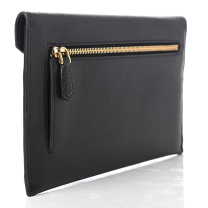 Prada Saffiano City Calfskin Envelope Wallet Black 3 of 9