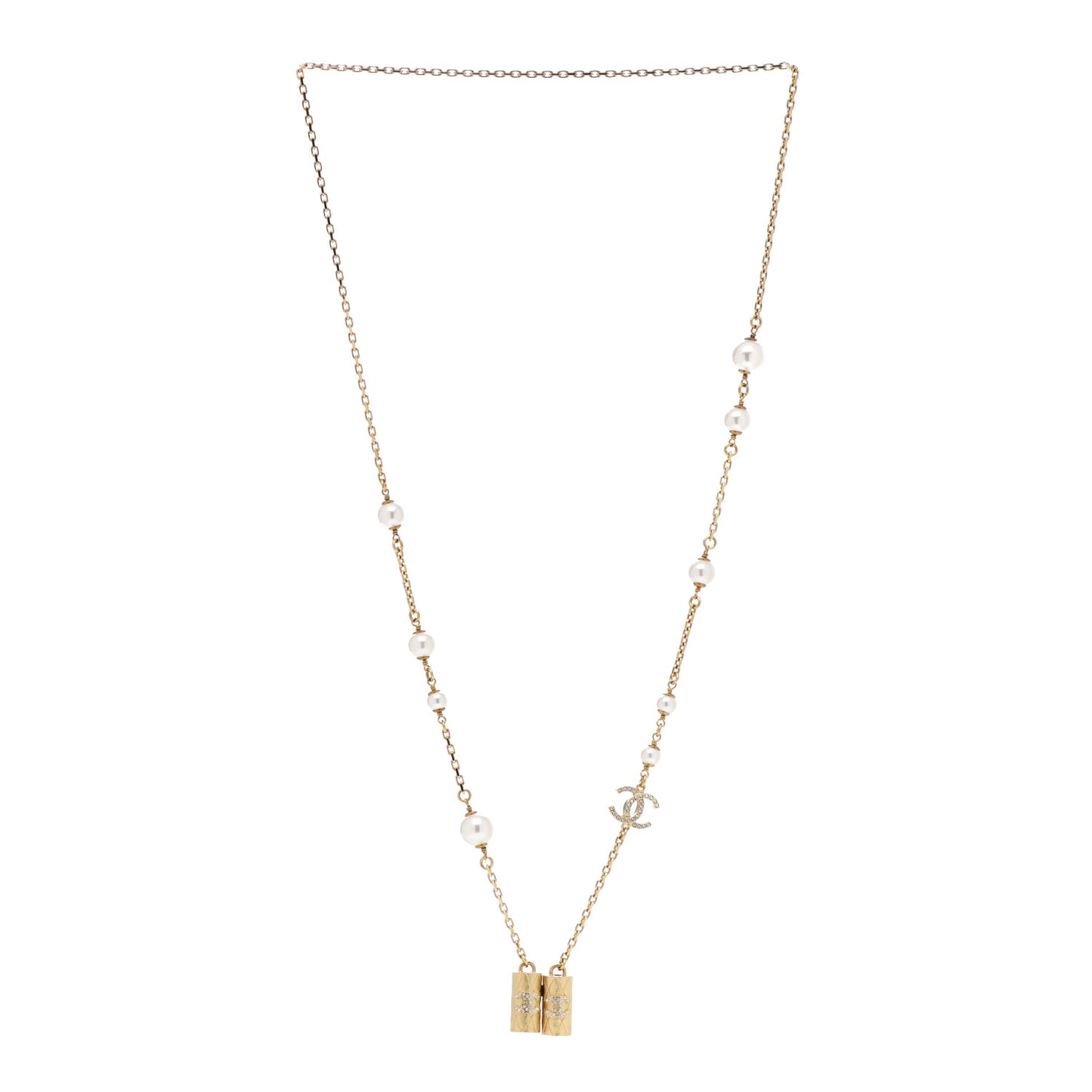 Crystal Pearl Airpod Necklace Gold