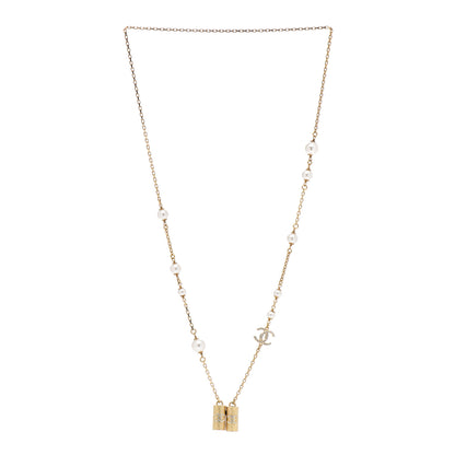 Chanel Crystal Pearl Airpod Necklace Gold 3 of 4