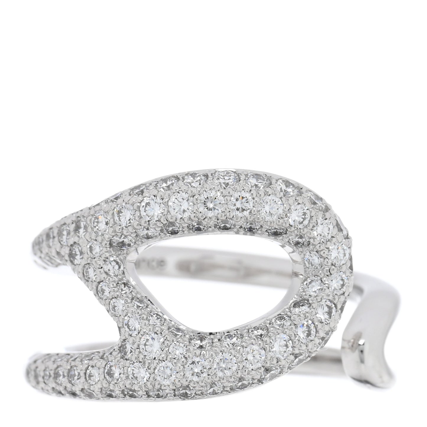 18K White Gold Diamond Chaine d'Ancre Punk Ring 52 6