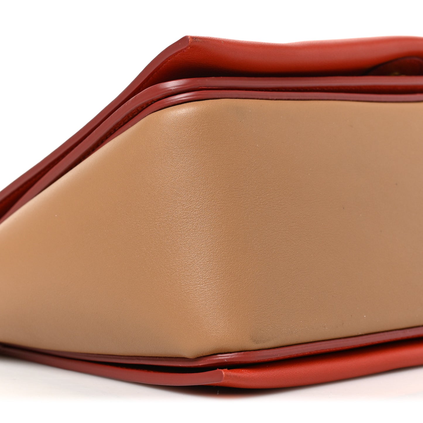 Shiny Smooth Calfskin Medium Frame Shoulder Bag Red Tan