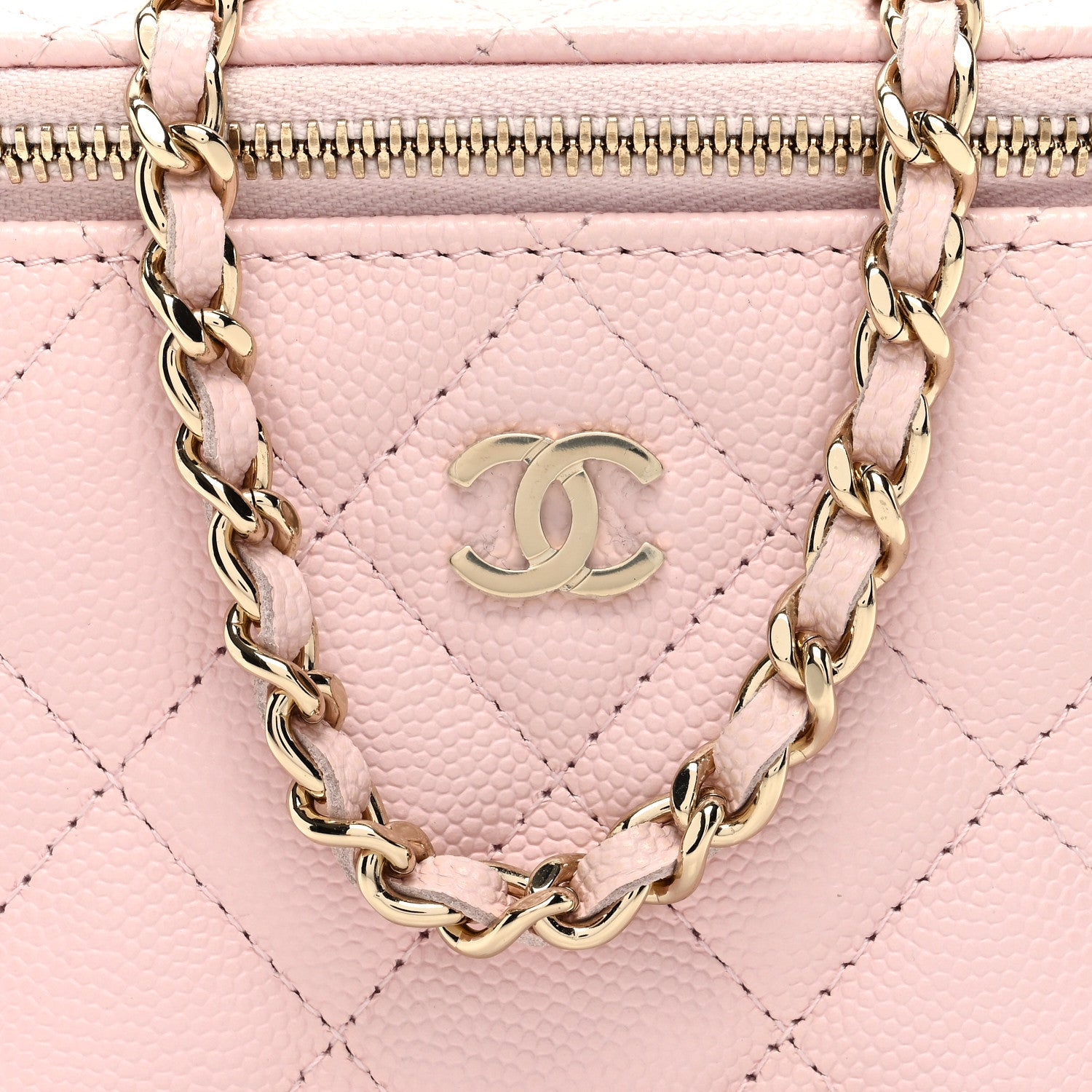 Chanel Caviar Quilted Mini Vanity Case With Chain Pink 9 of 11