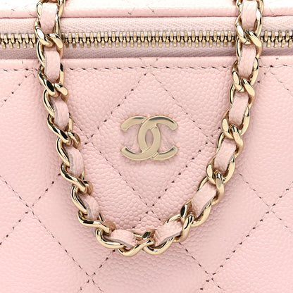 Chanel Caviar Quilted Mini Vanity Case With Chain Pink 9 of 11
