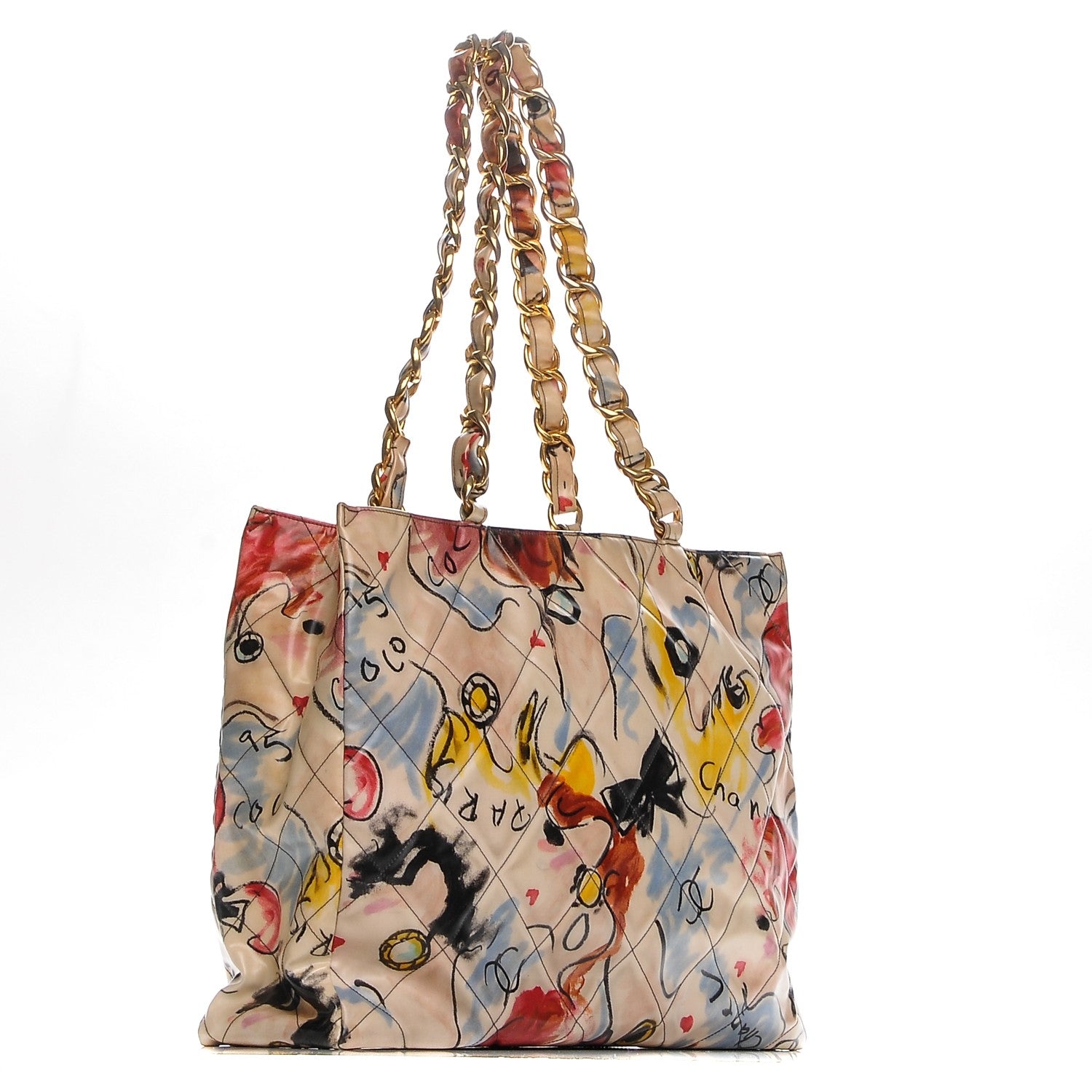 Chanel Coated Canvas XL Graffiti Tote Beige 3 of 7