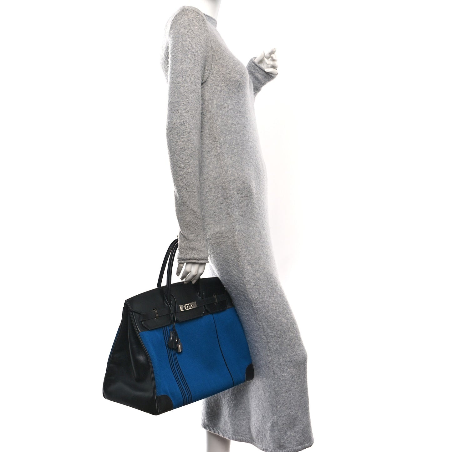 Toile Box Potamus Birkin 40 Blue Black