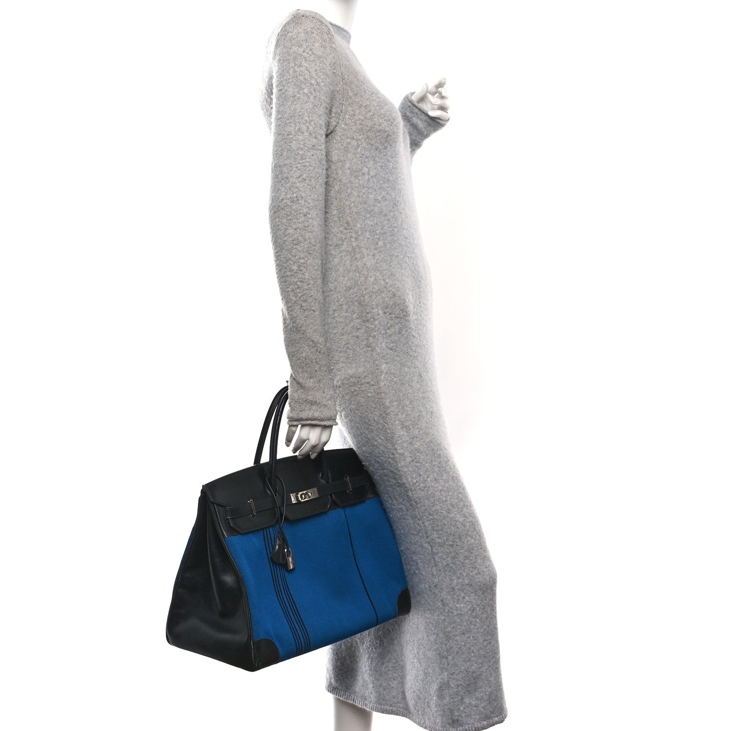 Hermes Toile Box Potamus Birkin 40 Blue Black 2 of 10