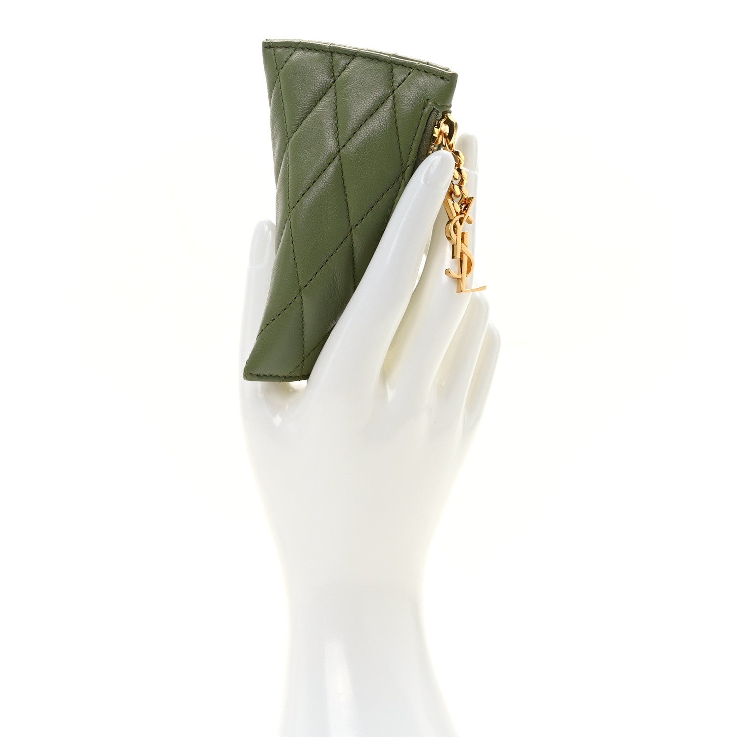 Saint Laurent Quilted Lambskin Berlingo Bag Charm Pistache 2 of 8