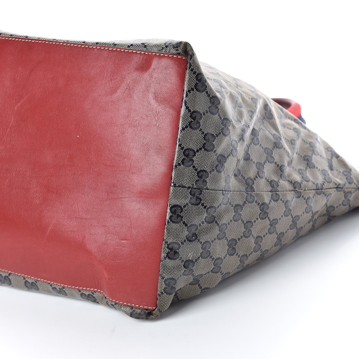 Gucci Crystal Monogram Large Web Handle Bucket Tote Red 9 of 9