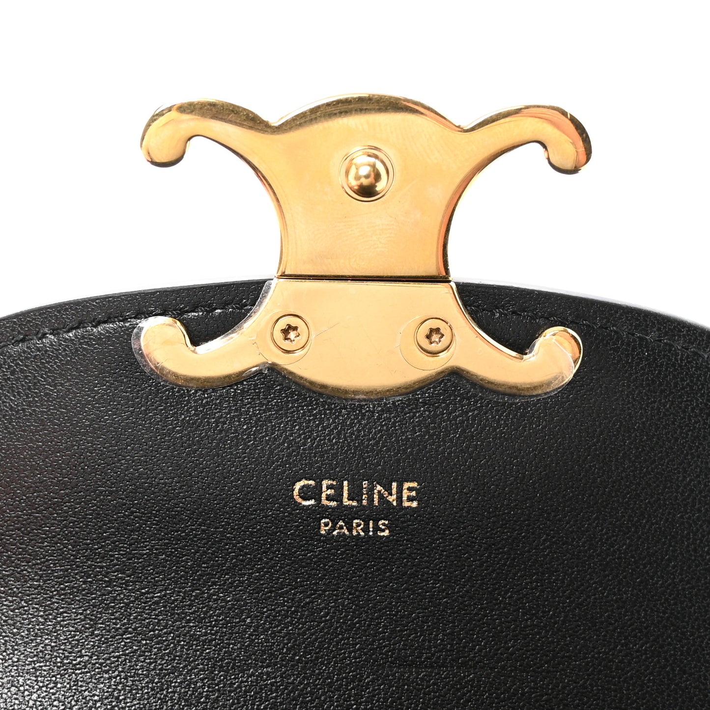 Patent Calfskin Triomphe Mini Besace Clea Black