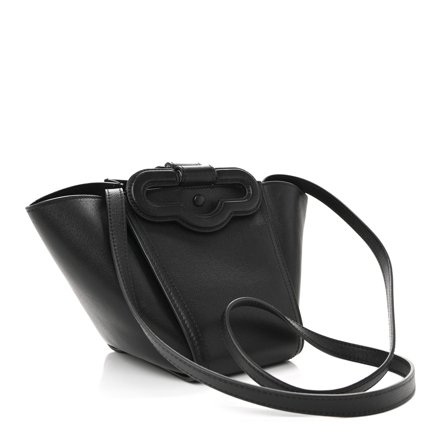 Silky Calfskin Mini Rider's Top Handle Bag Black