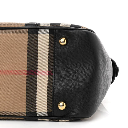 Burberry Derby Calfskin House Check Milverton Satchel Black 9 of 10