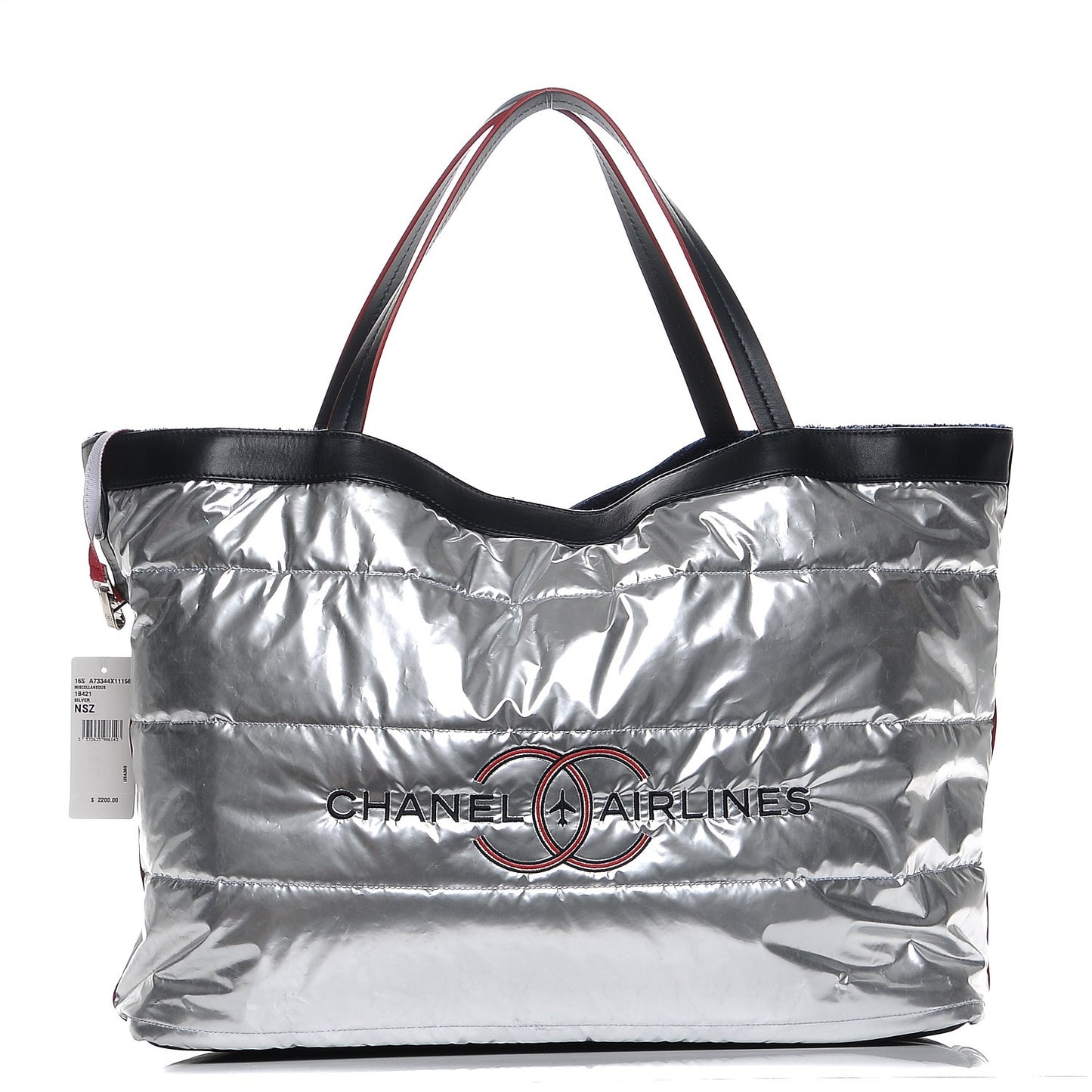 Reversible Airlines Tote Silver Navy