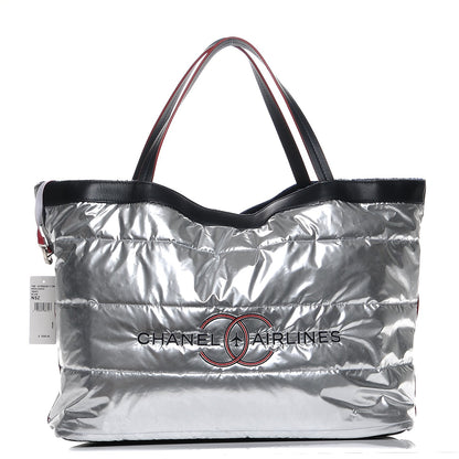 Chanel Reversible Airlines Tote Silver Navy 1 of 10