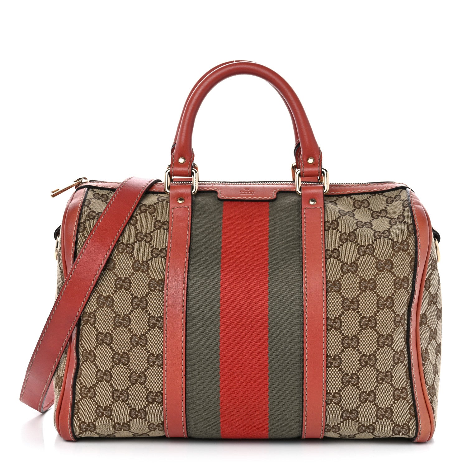 Gucci Monogram Vintage Web Medium Boston Pink 1 of 15