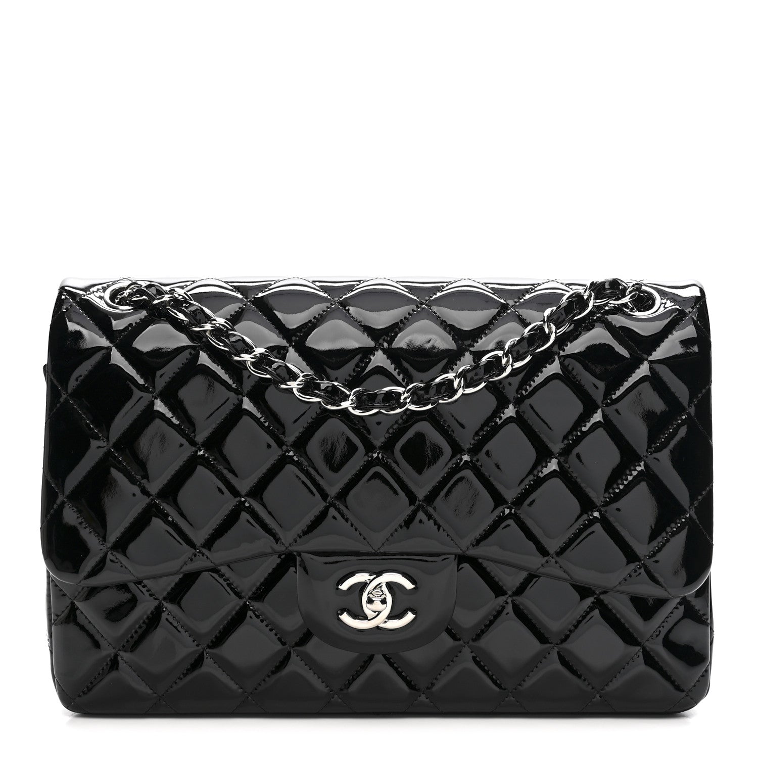 Chanel Patent Quilted Jumbo Double Flap Black 1 of 10