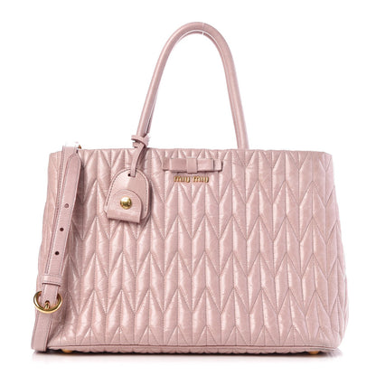 Miu Miu Vitello Shine Trapu Tote Mughetto 1 of 15