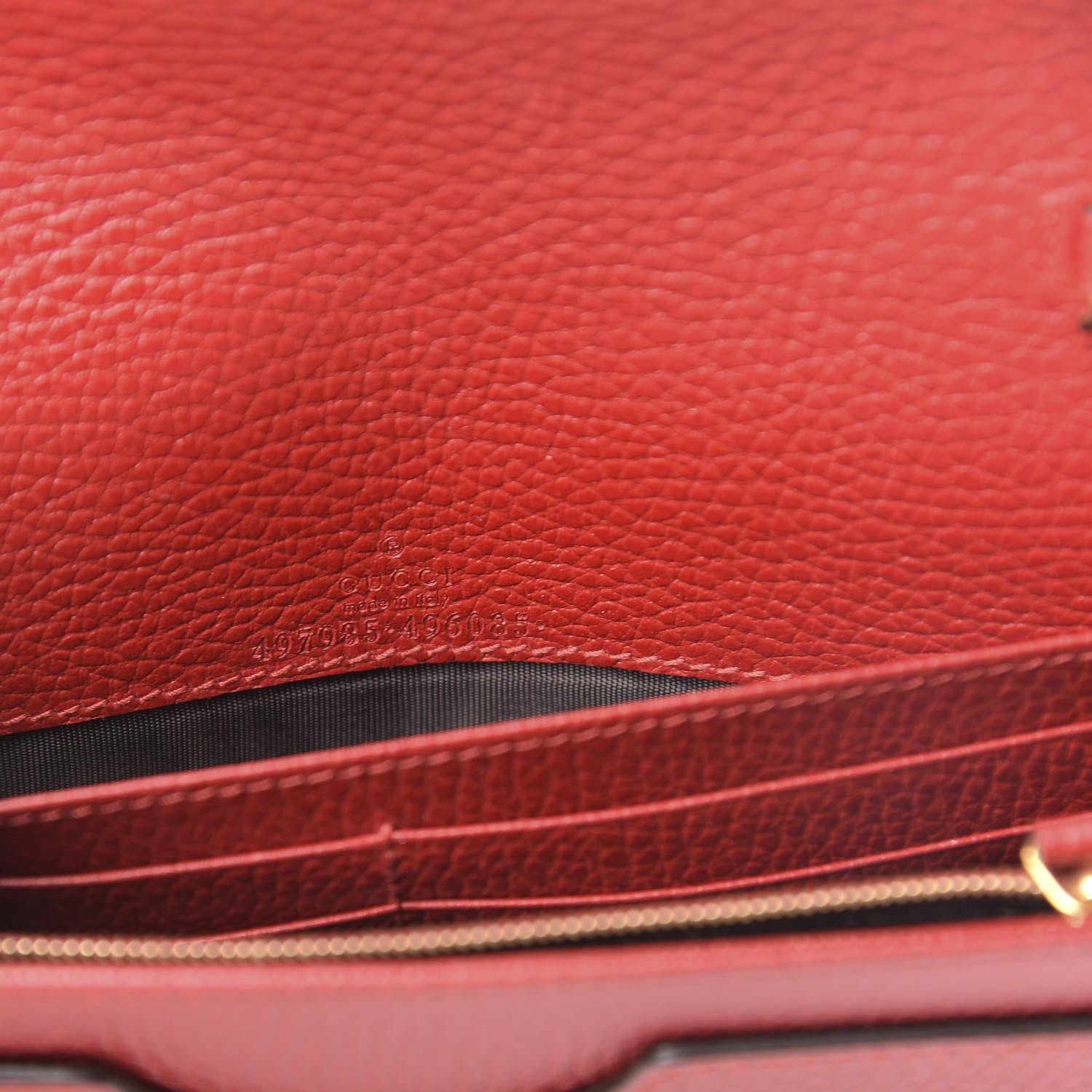Gucci Dollar Calfskin Mini GG Marmont Chain Wallet Hibiscus Red 9 of 11
