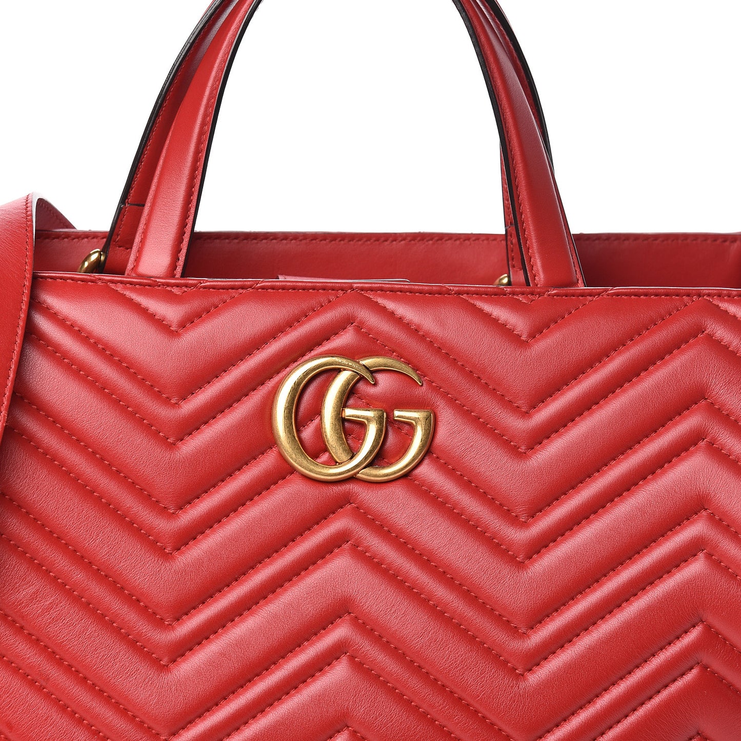 Calfskin Matelasse Medium GG Marmont Tote Hibiscus Red