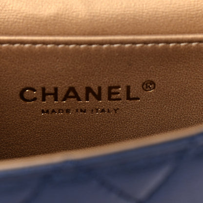 Chanel Iridescent Lambskin Quilted Chic Pearls Flap Navy Blue 6 of 9