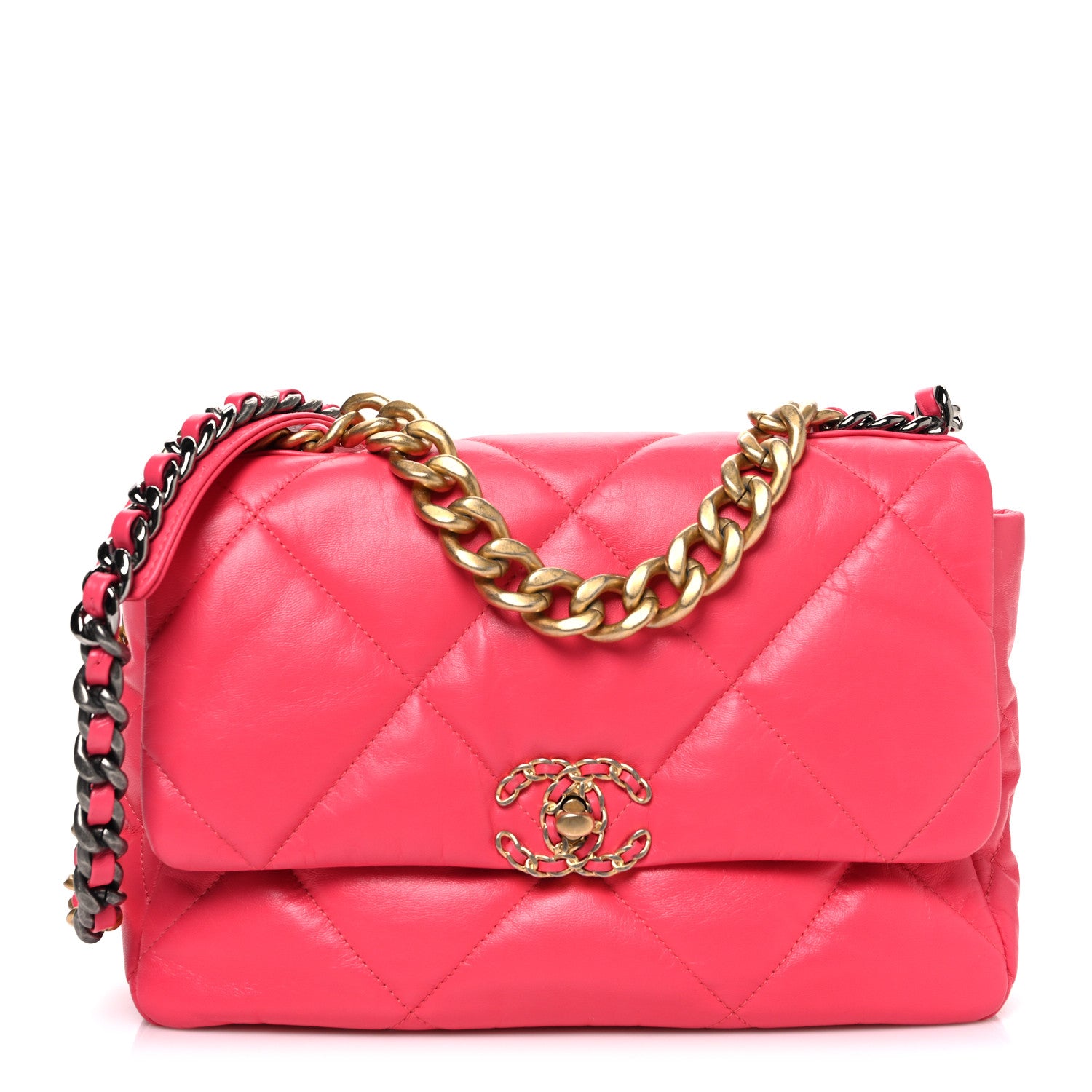 Chanel Lambskin Quilted Large Chanel 19 Flap Dark Pink 1 of 10