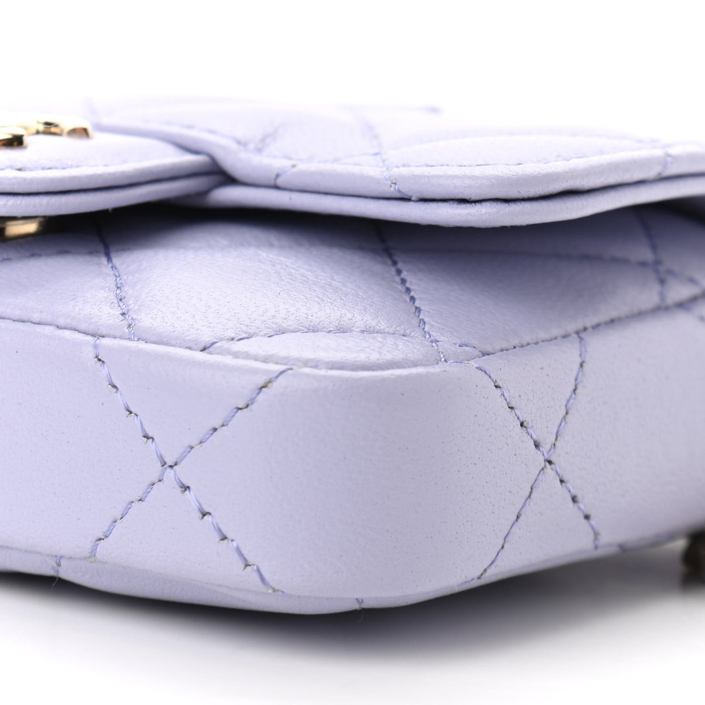 Lambskin Quilted Flap Bow Chain Waist Bag Purple