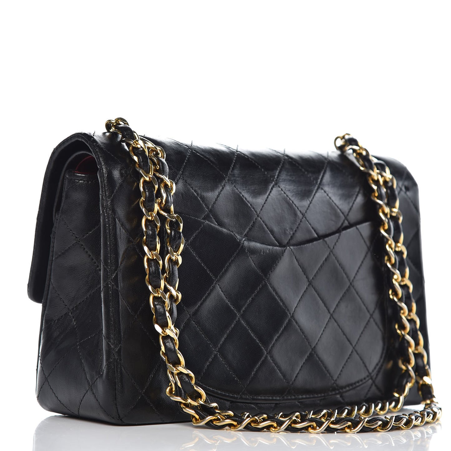 Lambskin Quilted Small Double Flap Black