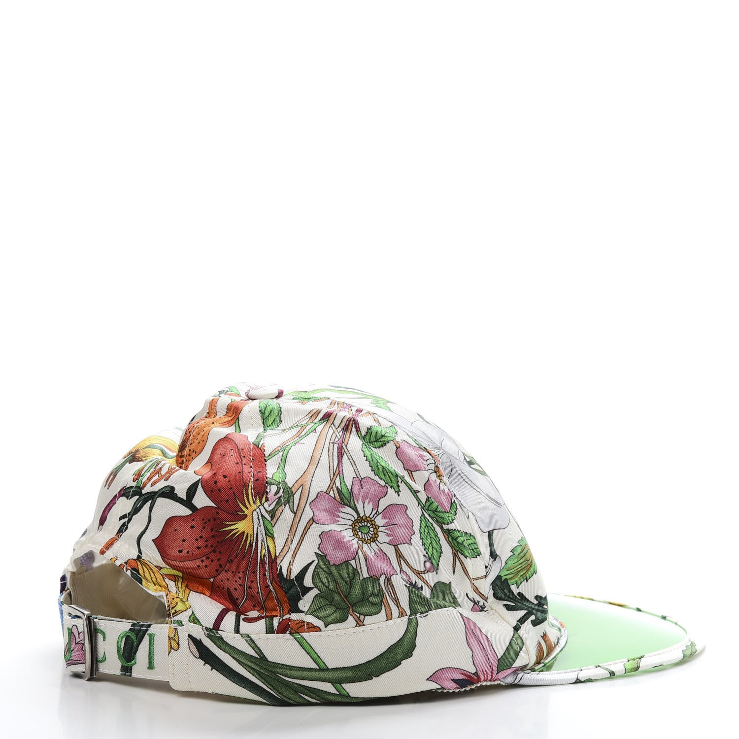 Gucci Silk PVC Flora Print Baseball Cap White Multicolor 4 of 10