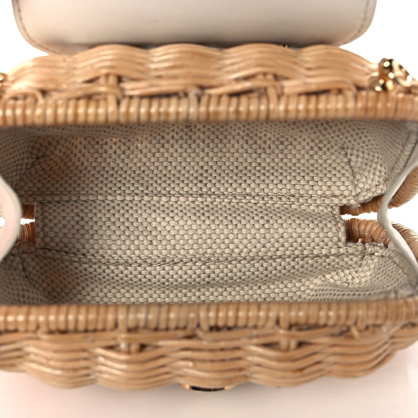 Wicker Calfskin Mini Pouch Naturale White