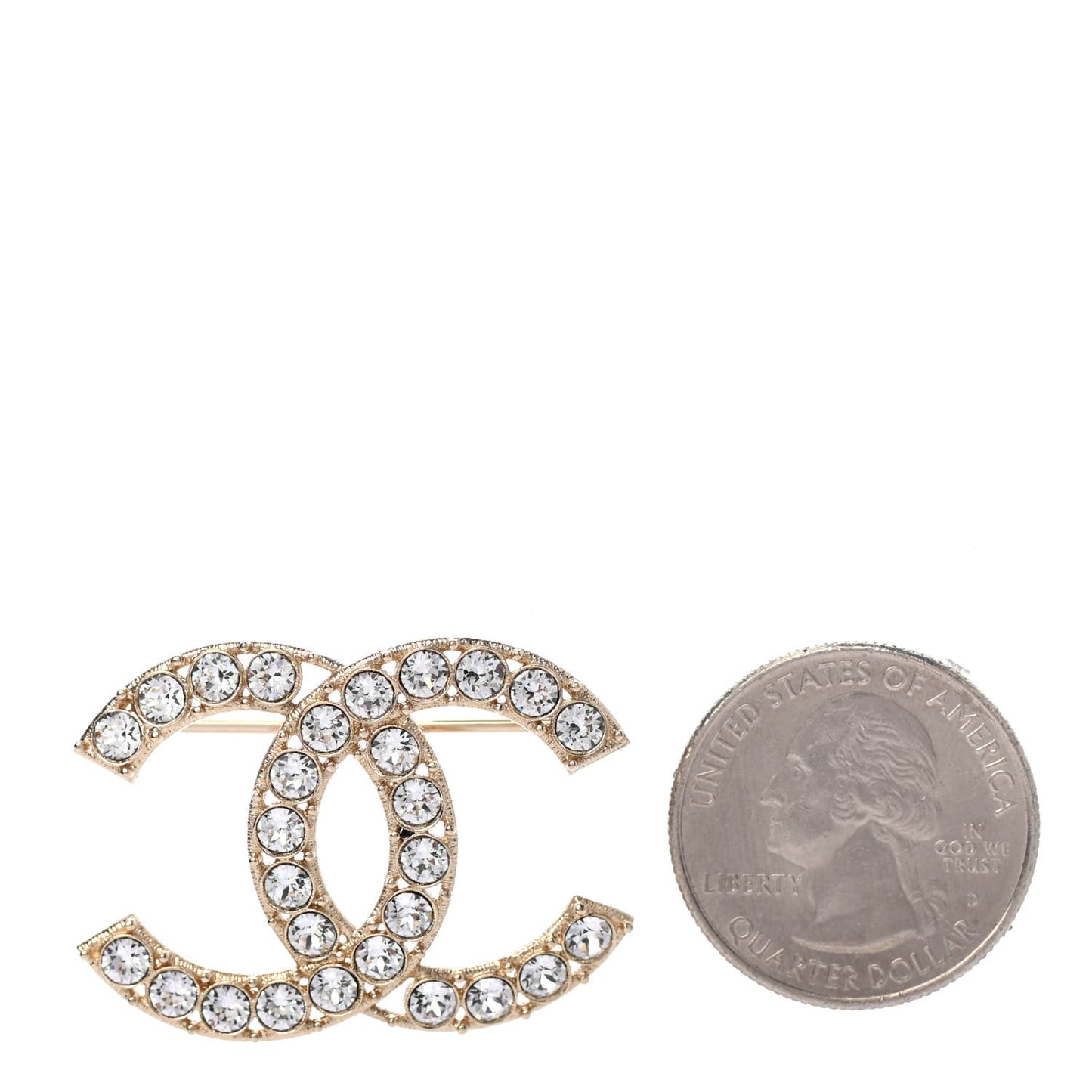 Crystal CC Brooch Gold
