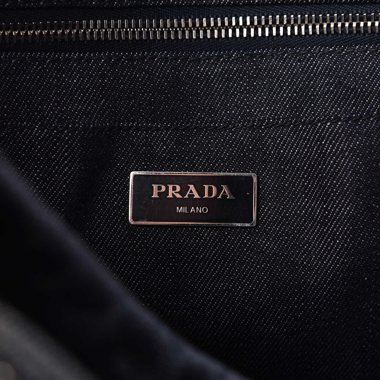 Prada Denim Crystal Studded Canapa Tote Black 6 of 11