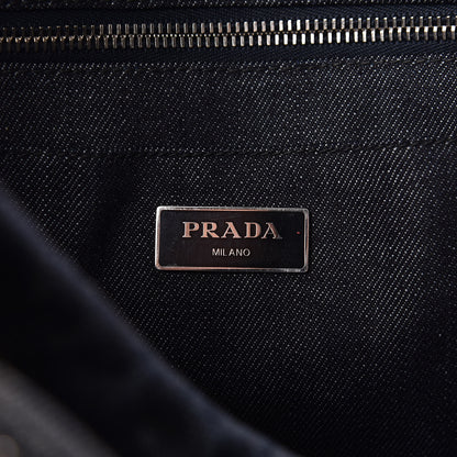 Prada Denim Crystal Studded Canapa Tote Black 6 of 11