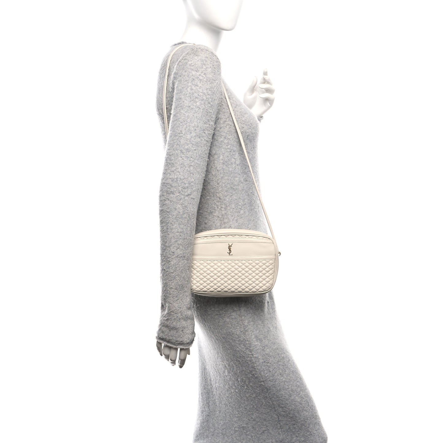 Lambskin Quilted Victoire Camera Bag Blanc Vintage