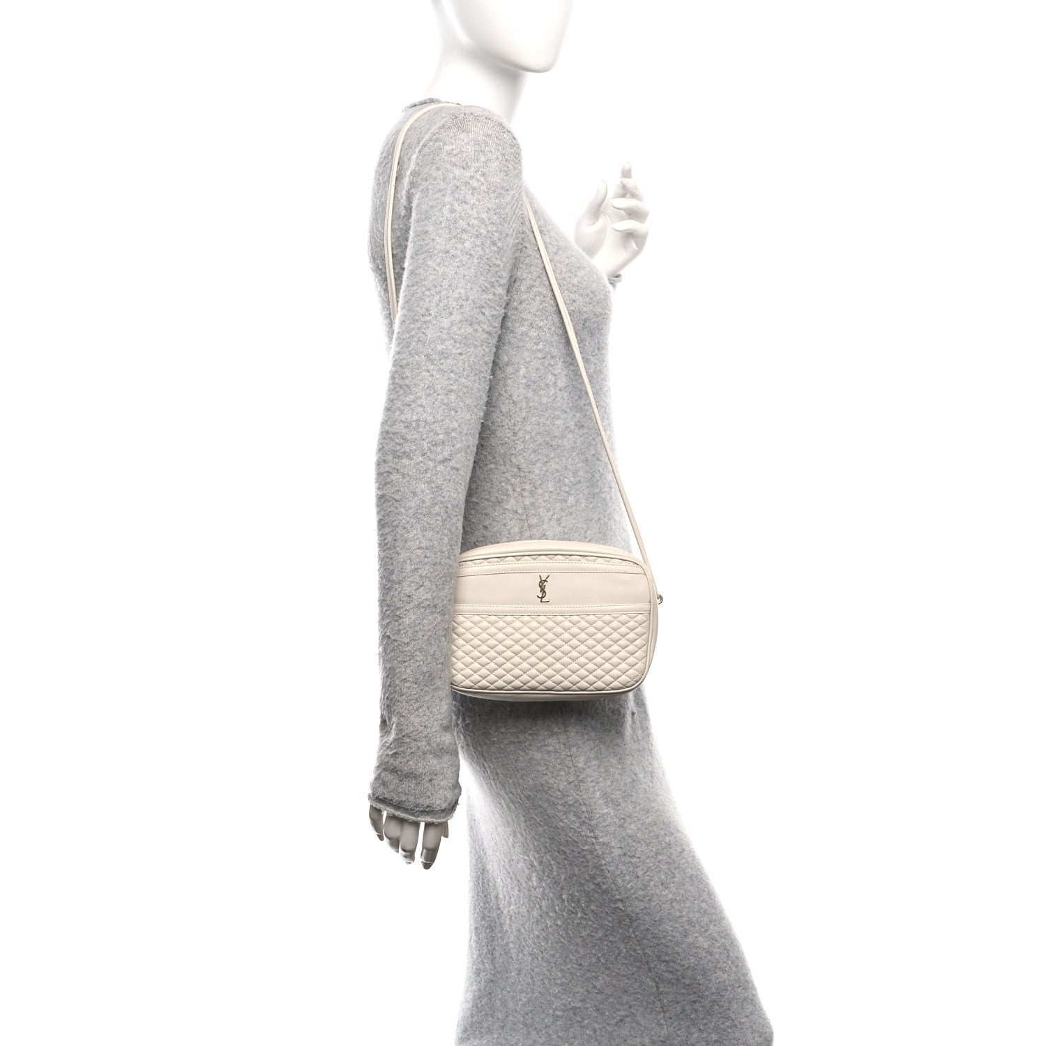 Saint Laurent Lambskin Quilted Victoire Camera Bag Blanc Vintage 2 of 10