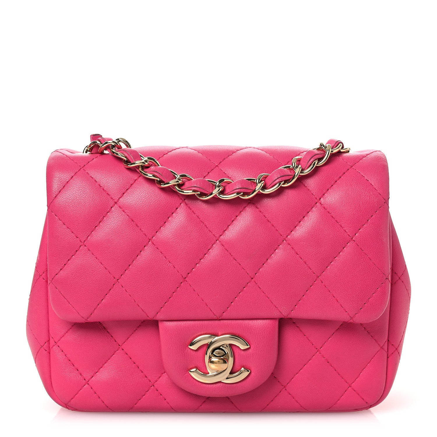 Chanel Lambskin Quilted Mini Square Flap Pink 1 of 15