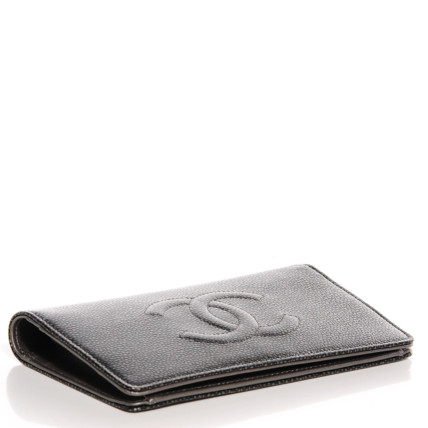 Chanel Caviar Yen Wallet Dark Silver 4 of 9