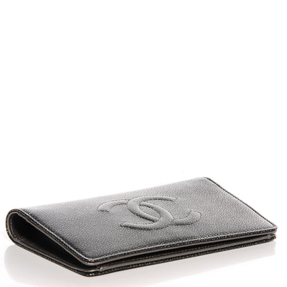 Chanel Caviar Yen Wallet Dark Silver 4 of 9